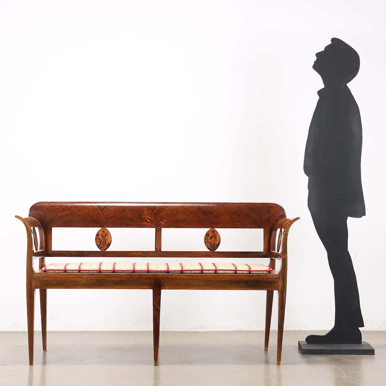 Divanetto Impero in noce e tessuto, '800 2