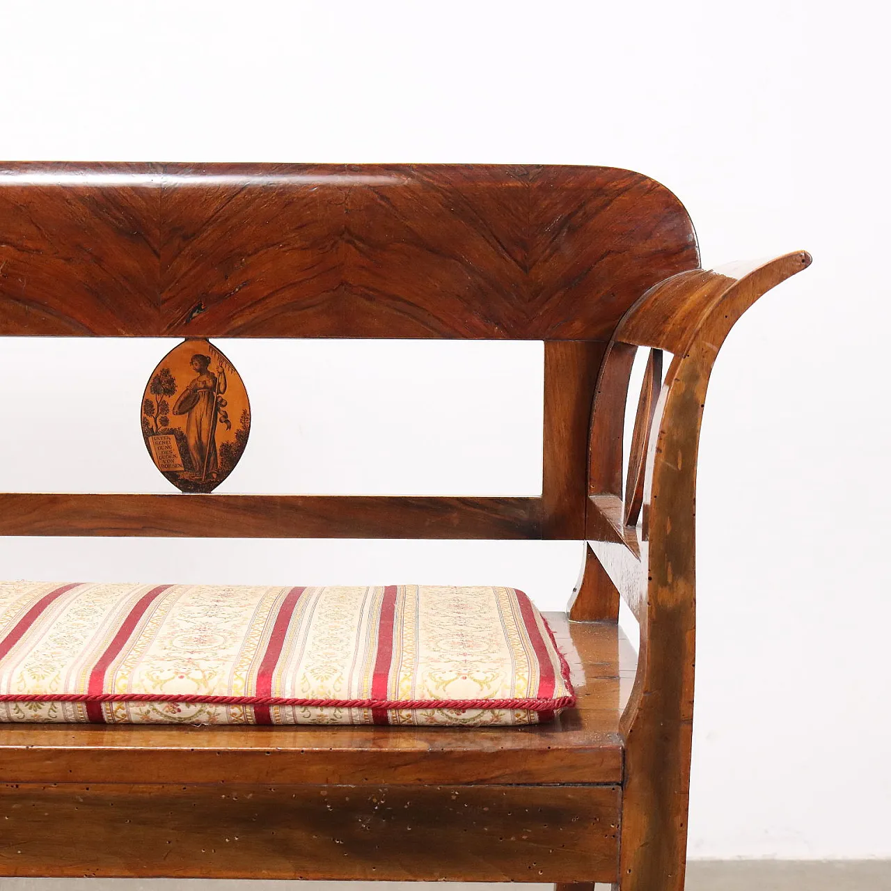 Divanetto Impero in noce e tessuto, '800 8