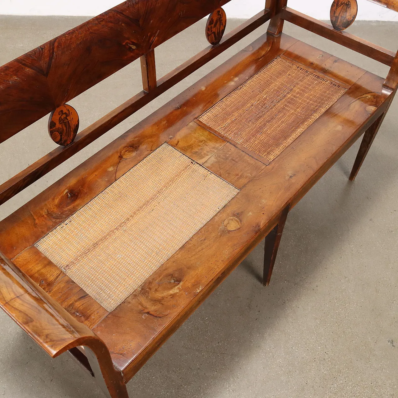 Divanetto Impero in noce e tessuto, '800 10