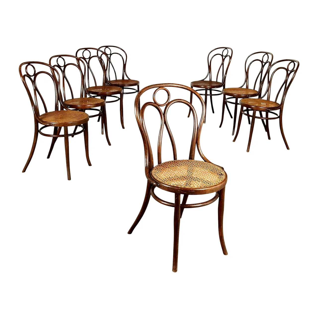 8 sedie J & J Kohn in faggio, '800 1