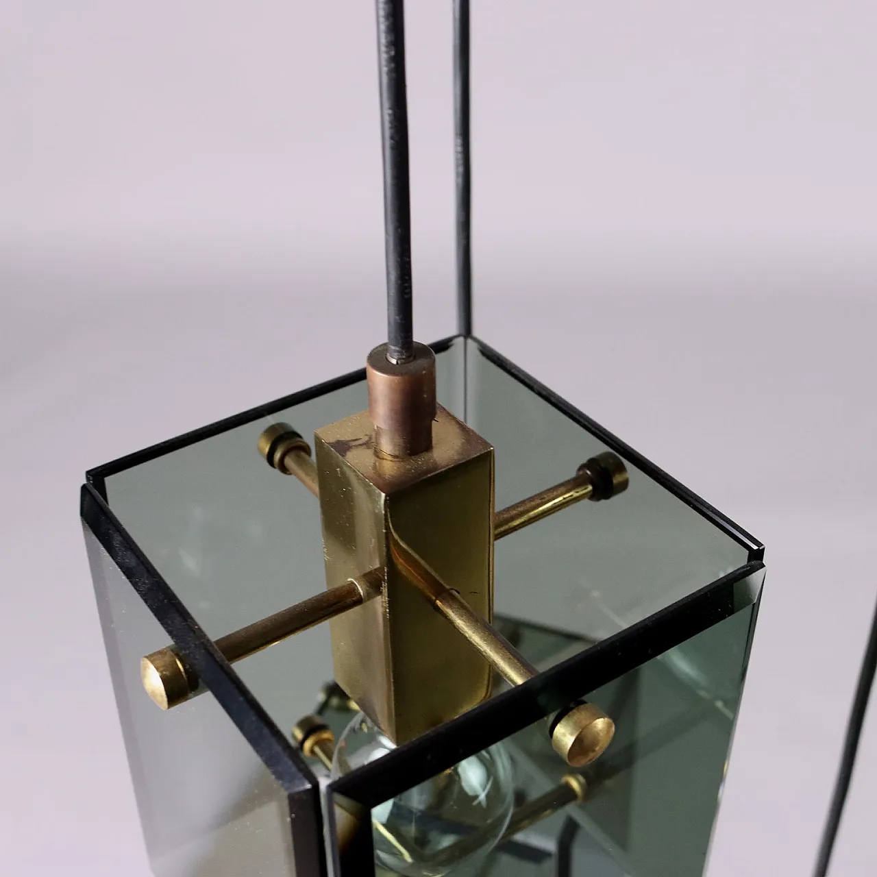 Lacquered metal chandelier with glass shade, 1960s 8