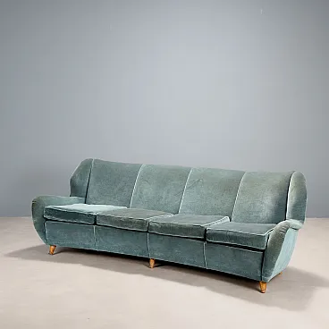 Divano a forma di fagiolo in velluto, metà '900