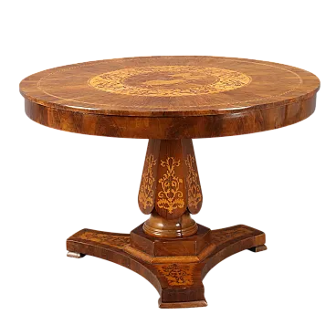 Tavolo Carlo X in noce e acero, tardo '800