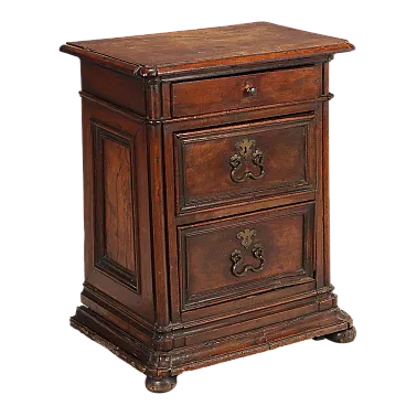 Comodino barocco in noce e abete, '600