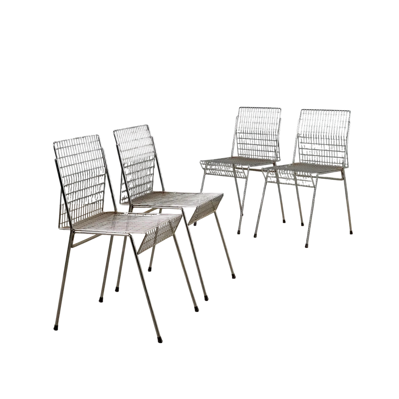 4 Sedie da pranzo in metallo cromato, '900 9