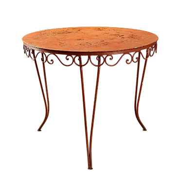 Tavolo da giardino in ferro con piano rotondo, primo '900