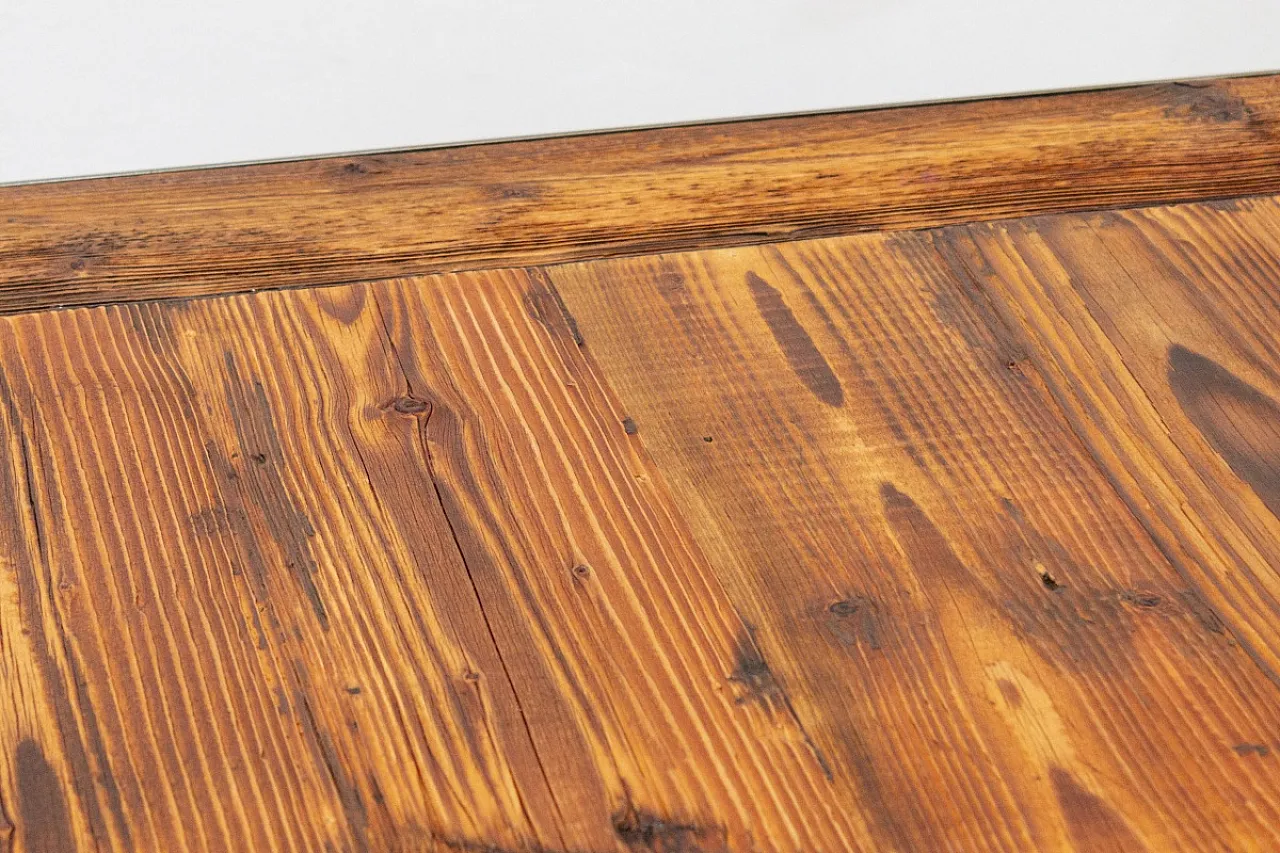 Industrial style handcrafted table in wood and steel, 20th century 5