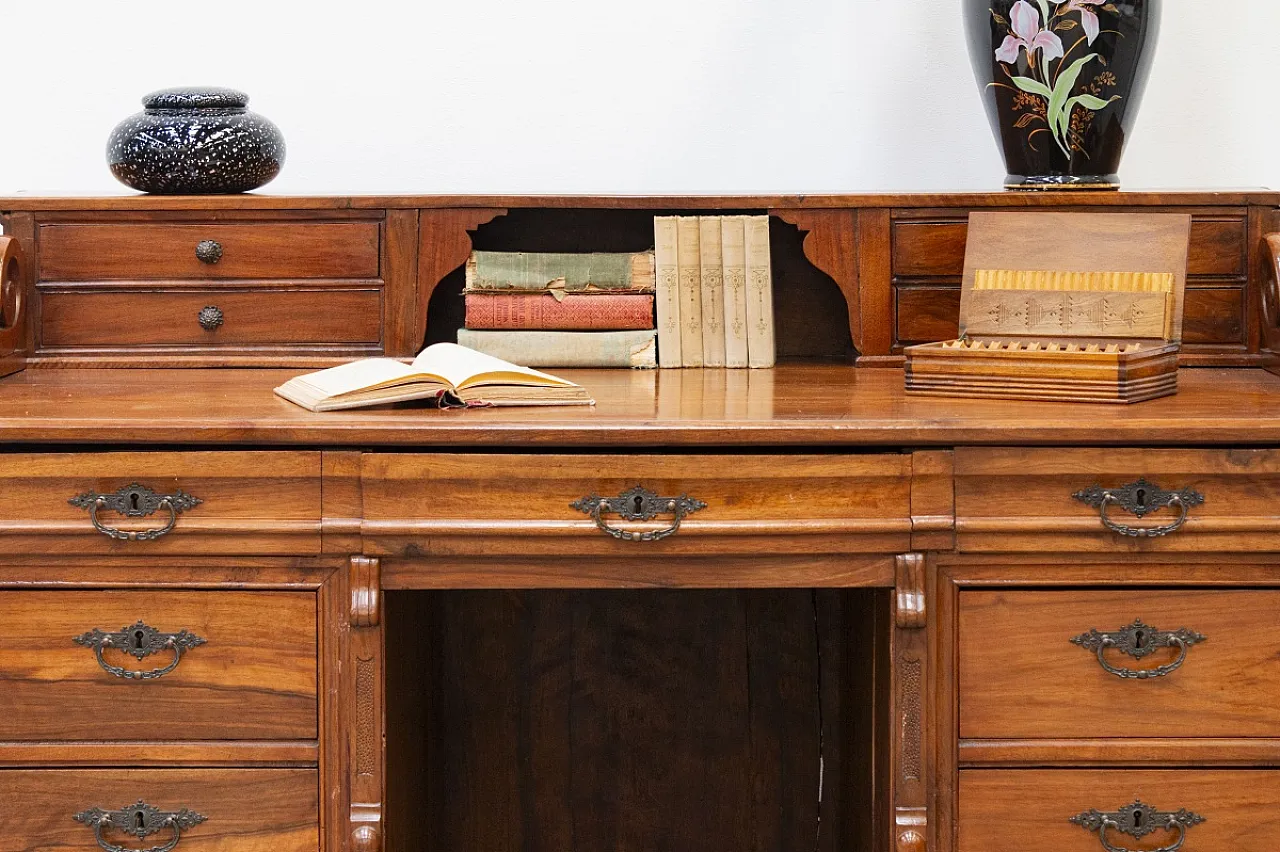Scrivania in legno di noce, fine '800 3