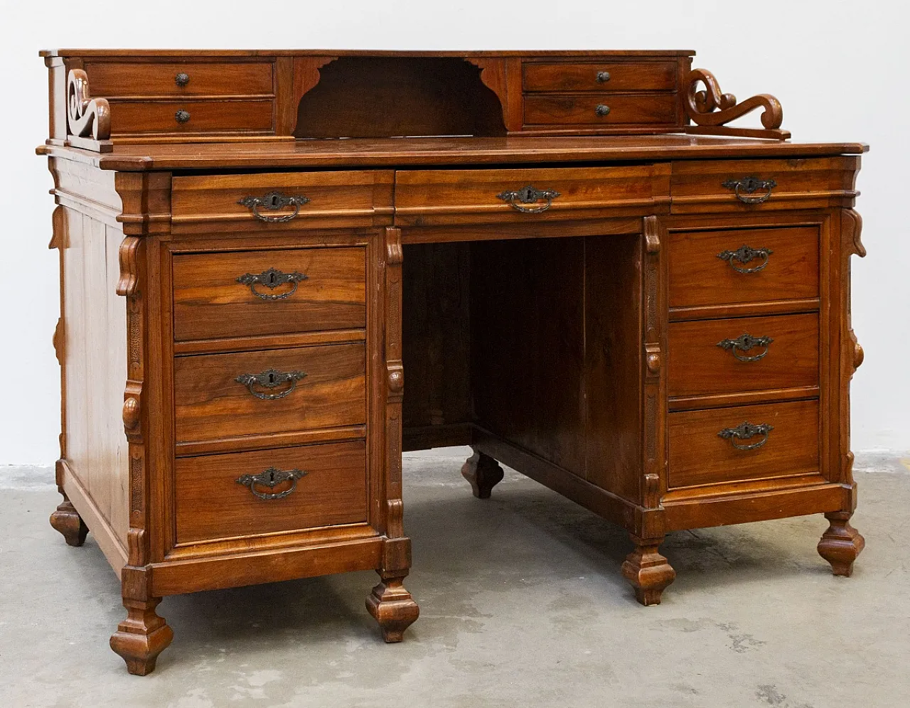 Scrivania in legno di noce, fine '800 5