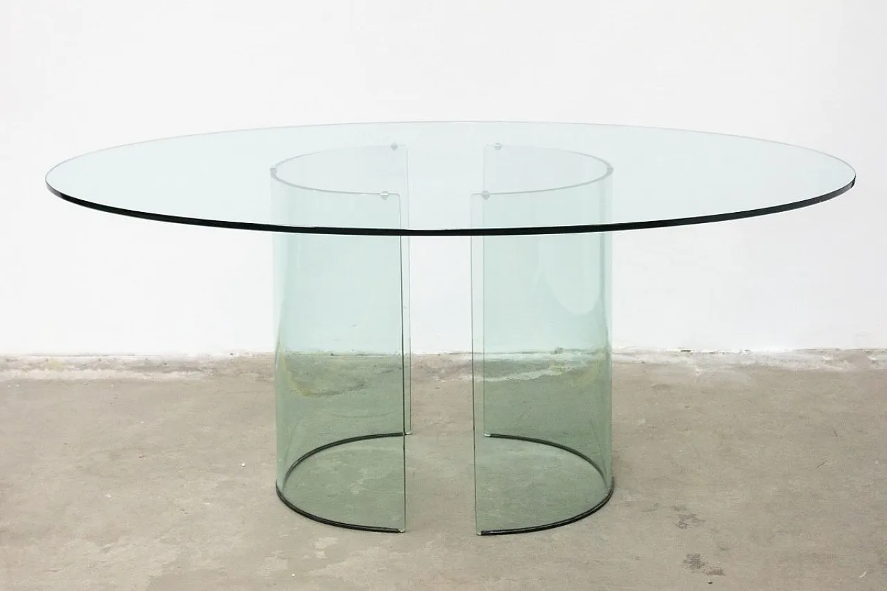Oval glass table by Fiam, 1980s 1