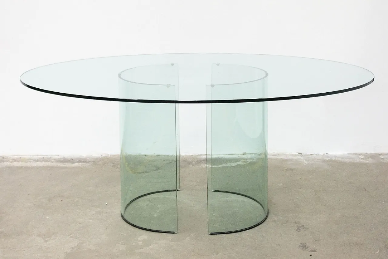 Oval glass table by Fiam, 1980s 3