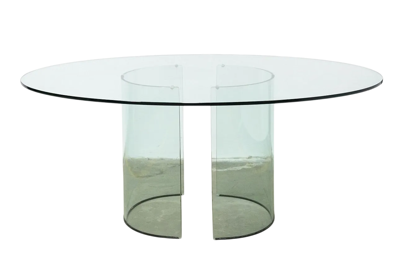 Oval glass table by Fiam, 1980s 13