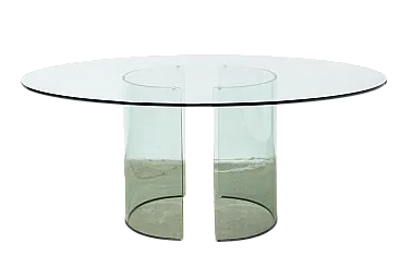 Oval glass table by Fiam, 1980s