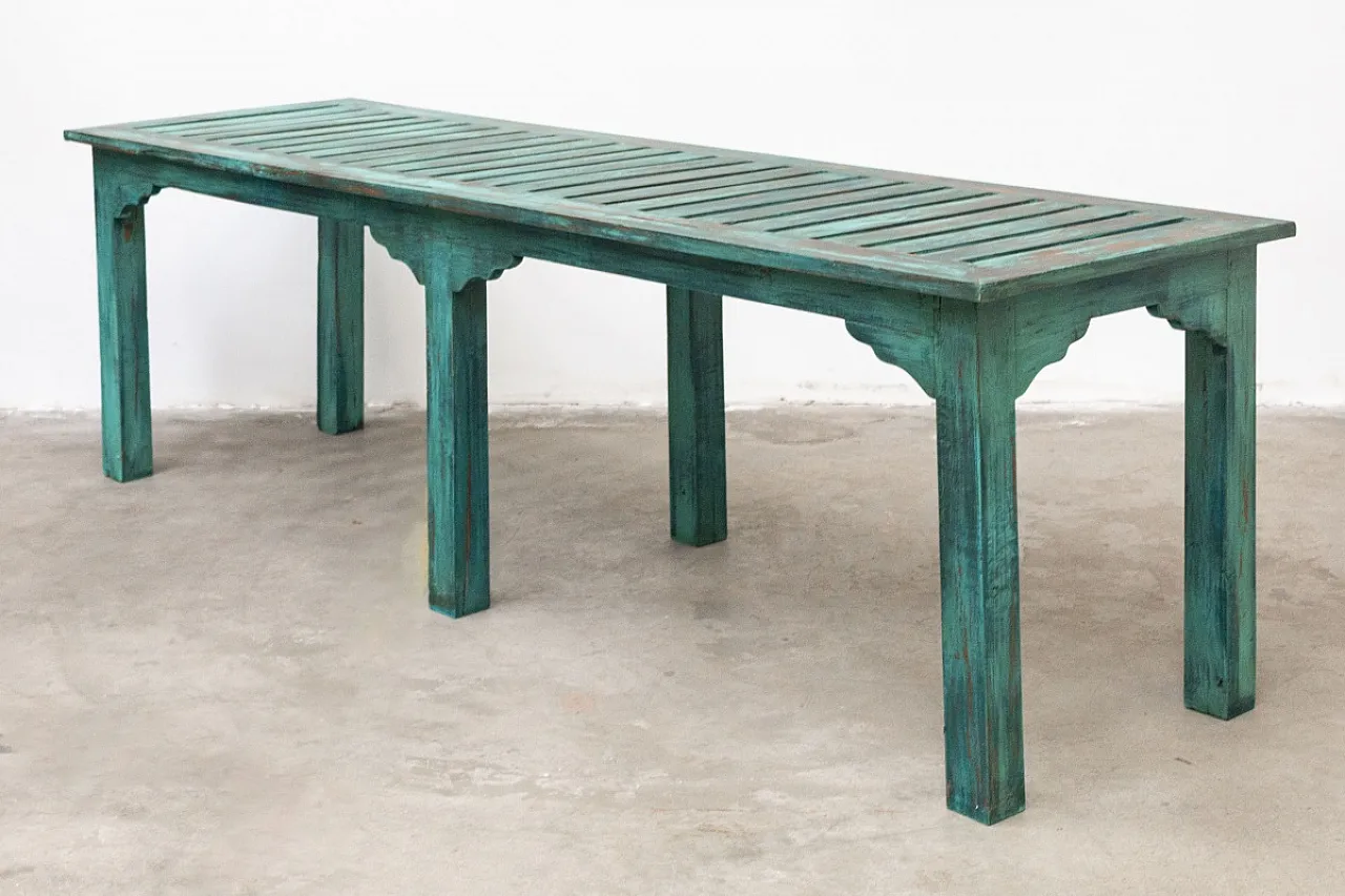 Tavolo lungo a 6 gambe in legno di teak, '900 4