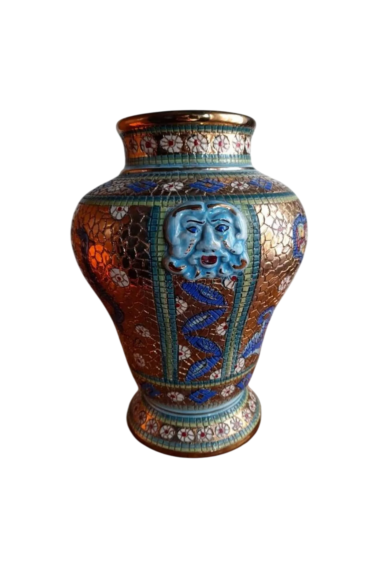 Vaso in mosaico di Deruta, anni '50 5