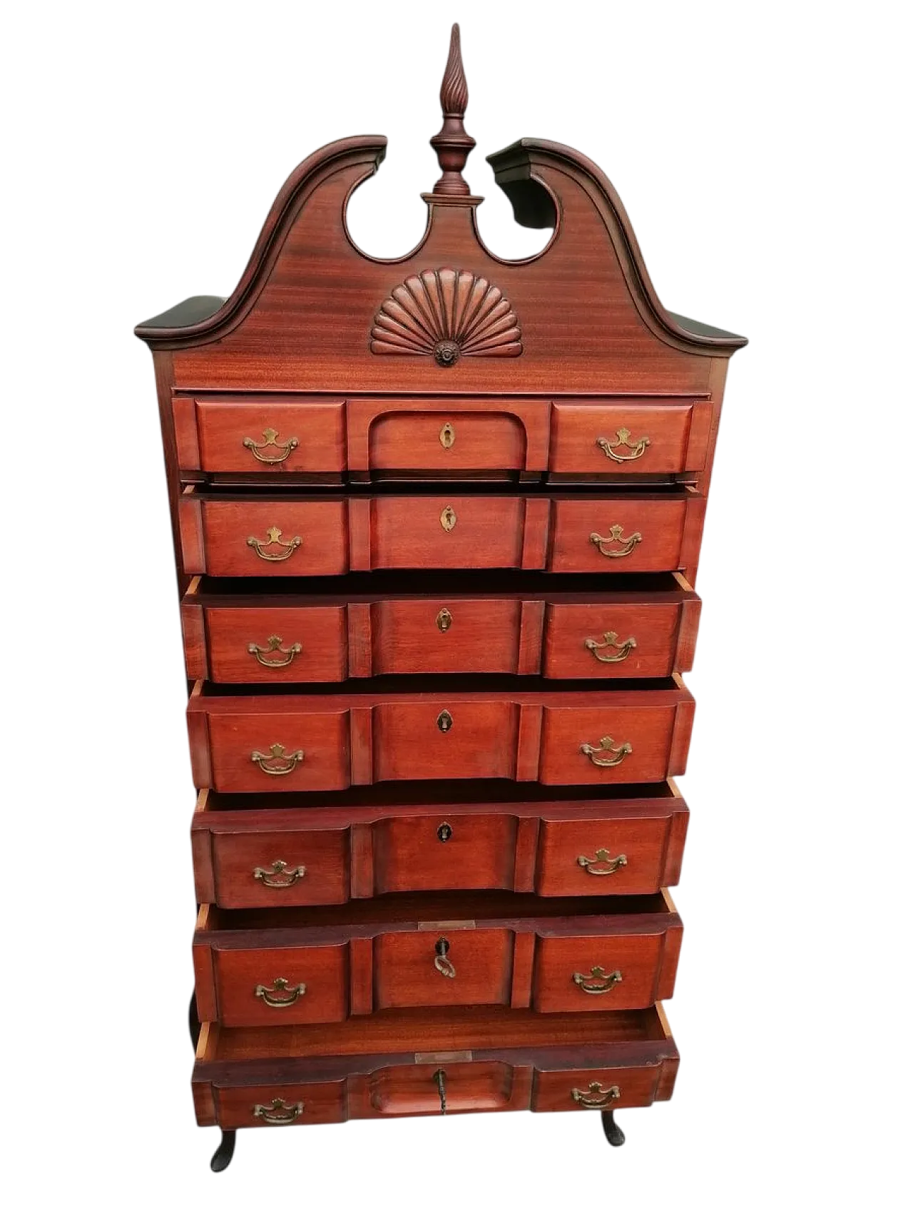 Cassettone alto a 7 cassetti Queen Anne Chippendale, XVIII secolo 18