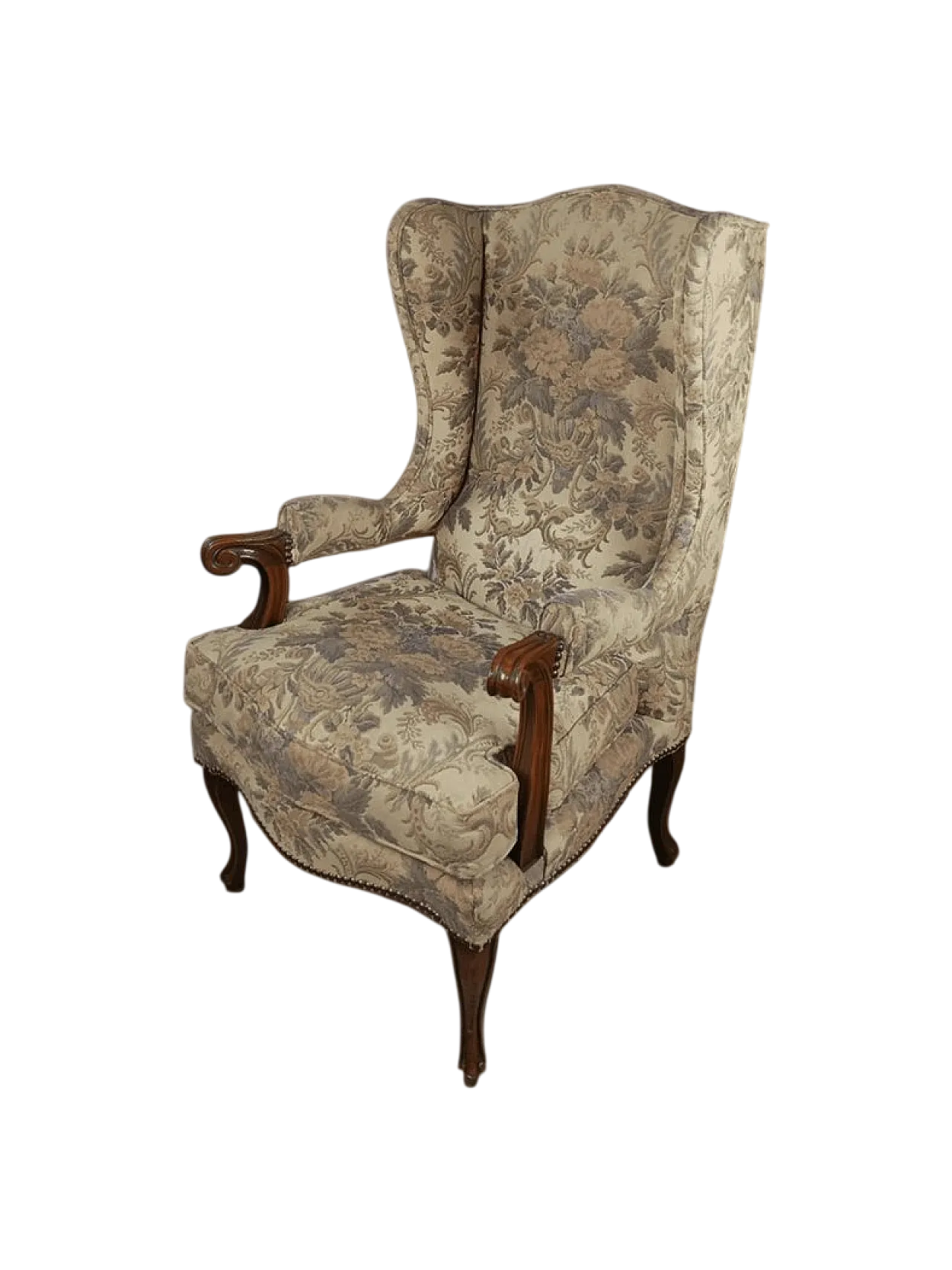 Coppia di poltrone bergere in tessuto floreale, metà '900 8