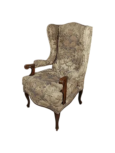 Coppia di poltrone bergere in tessuto floreale, metà '900