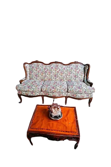 Divano barocco in tessuto floreale, metà del XX secolo