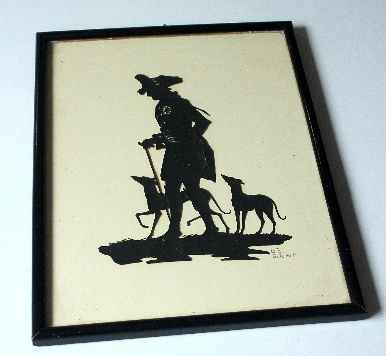 Silhouette paper cut by Lotte Gützlaff signed, 1910s 2