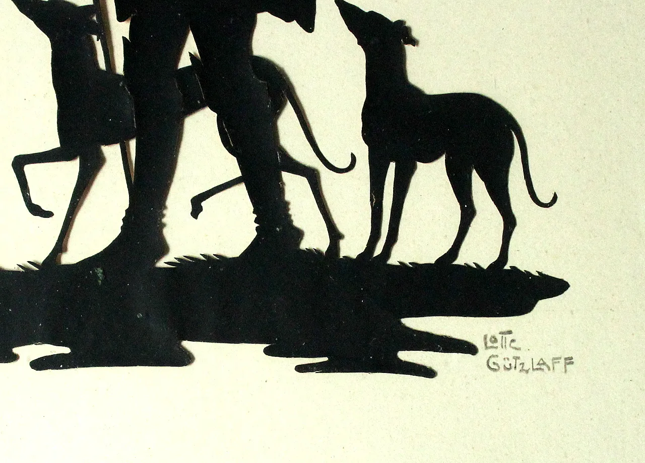 Silhouette paper cut by Lotte Gützlaff signed, 1910s 4