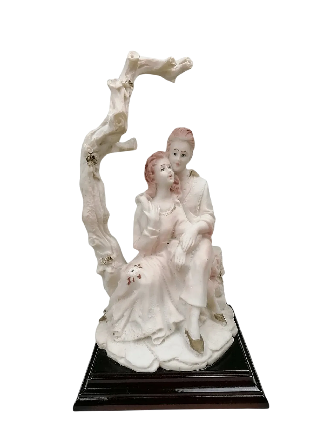 Lovers figurine with Capodimonte wood base, 1970s 7
