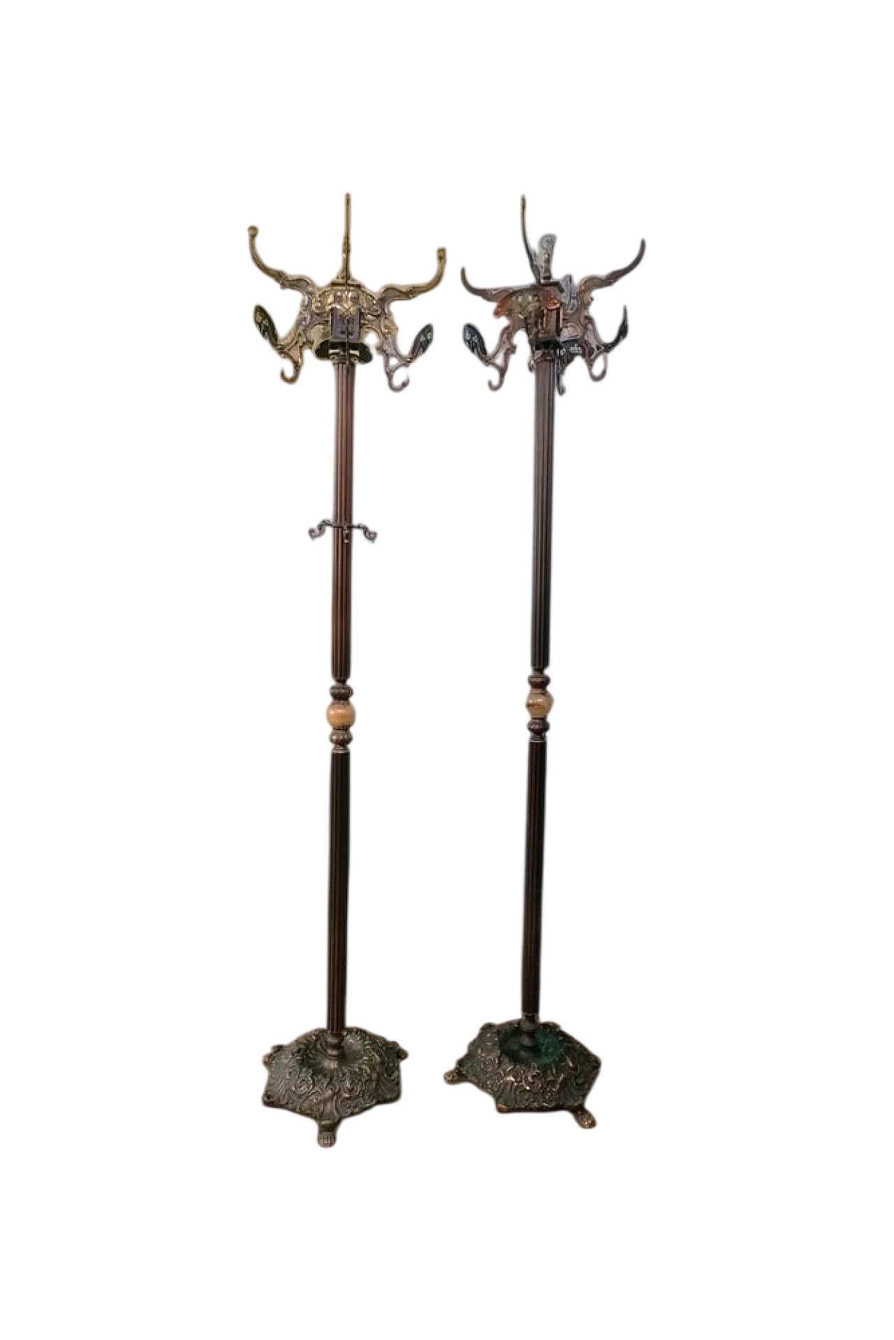 Coppia di appendiabiti in bronzo e ottone, anni '40 8