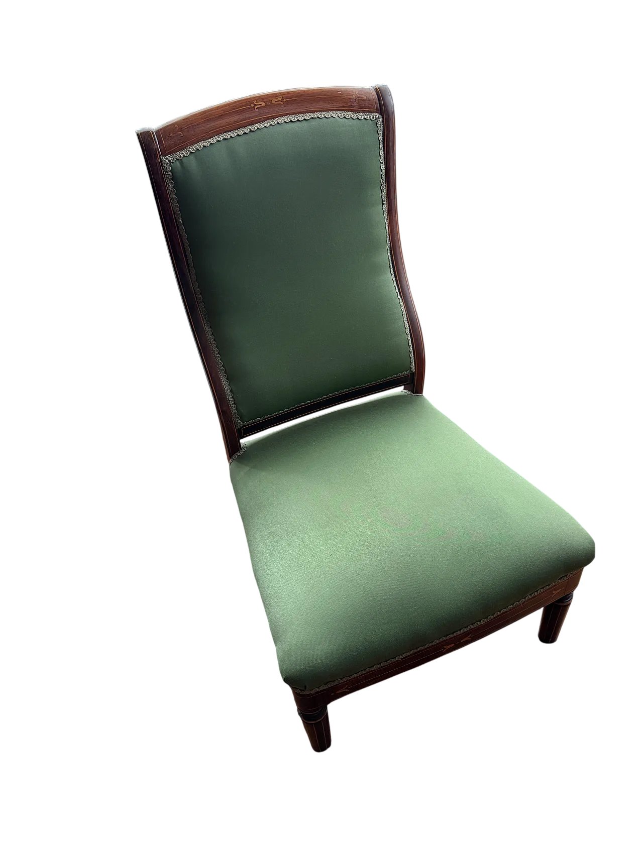 Armchair with curved backrest in wood and fabric, 20th century 6