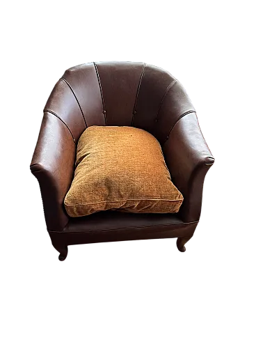 Piccola poltroncina in pelle, anni '60