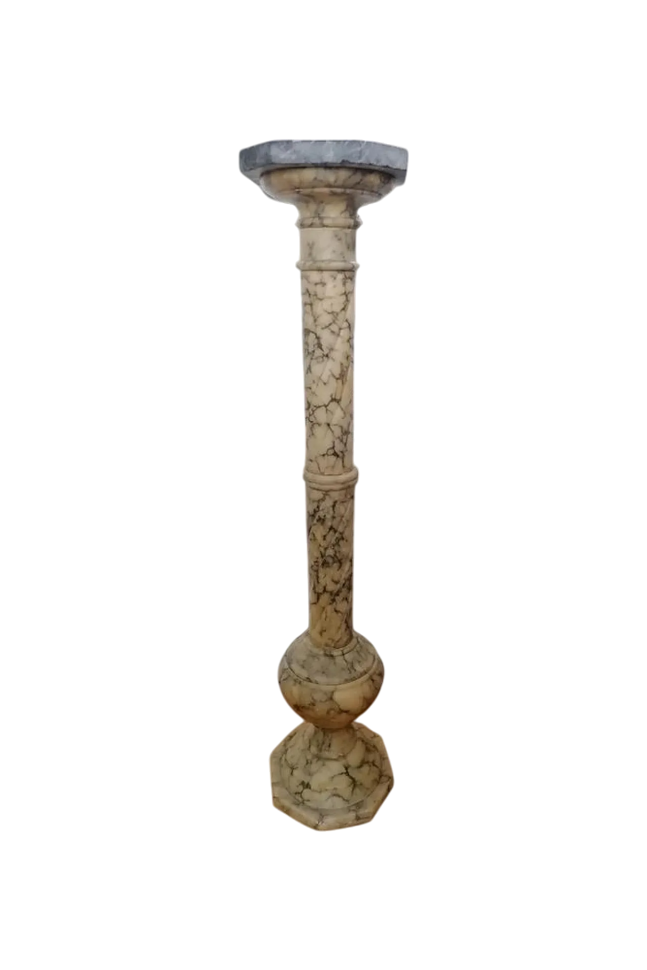 Column in white Carrara marble mottled with gray veins, 19th century 6