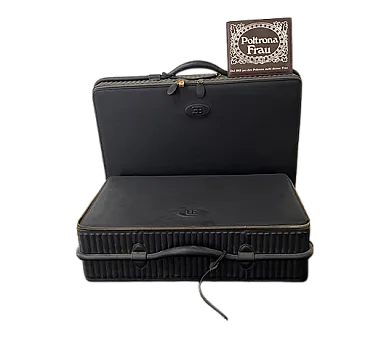 Pair suitcases by Poltrona Frau for Ettore Bugatti blue leather, 2000