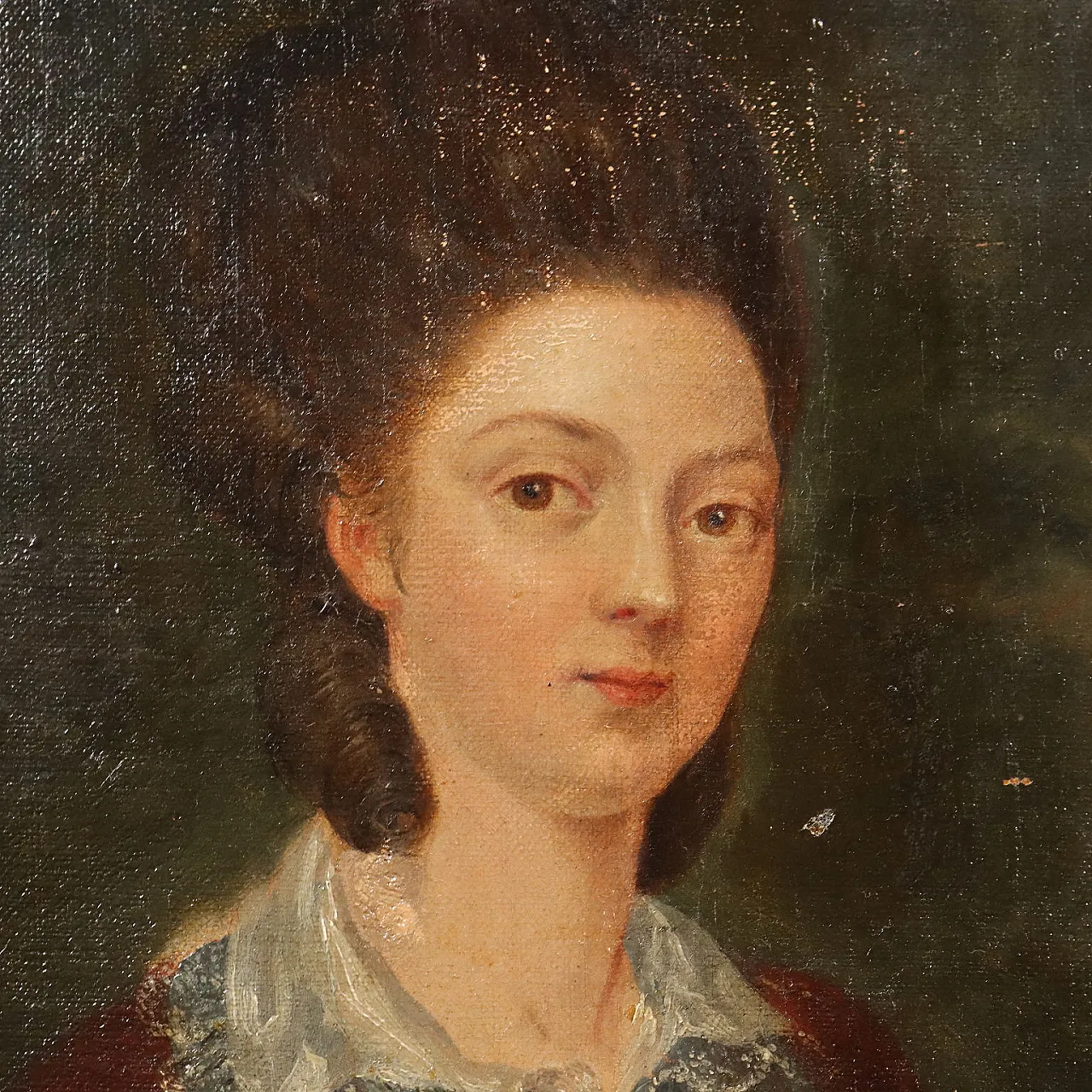 Ritratto di una giovane donna con il suo cane, olio su tela, '800 5