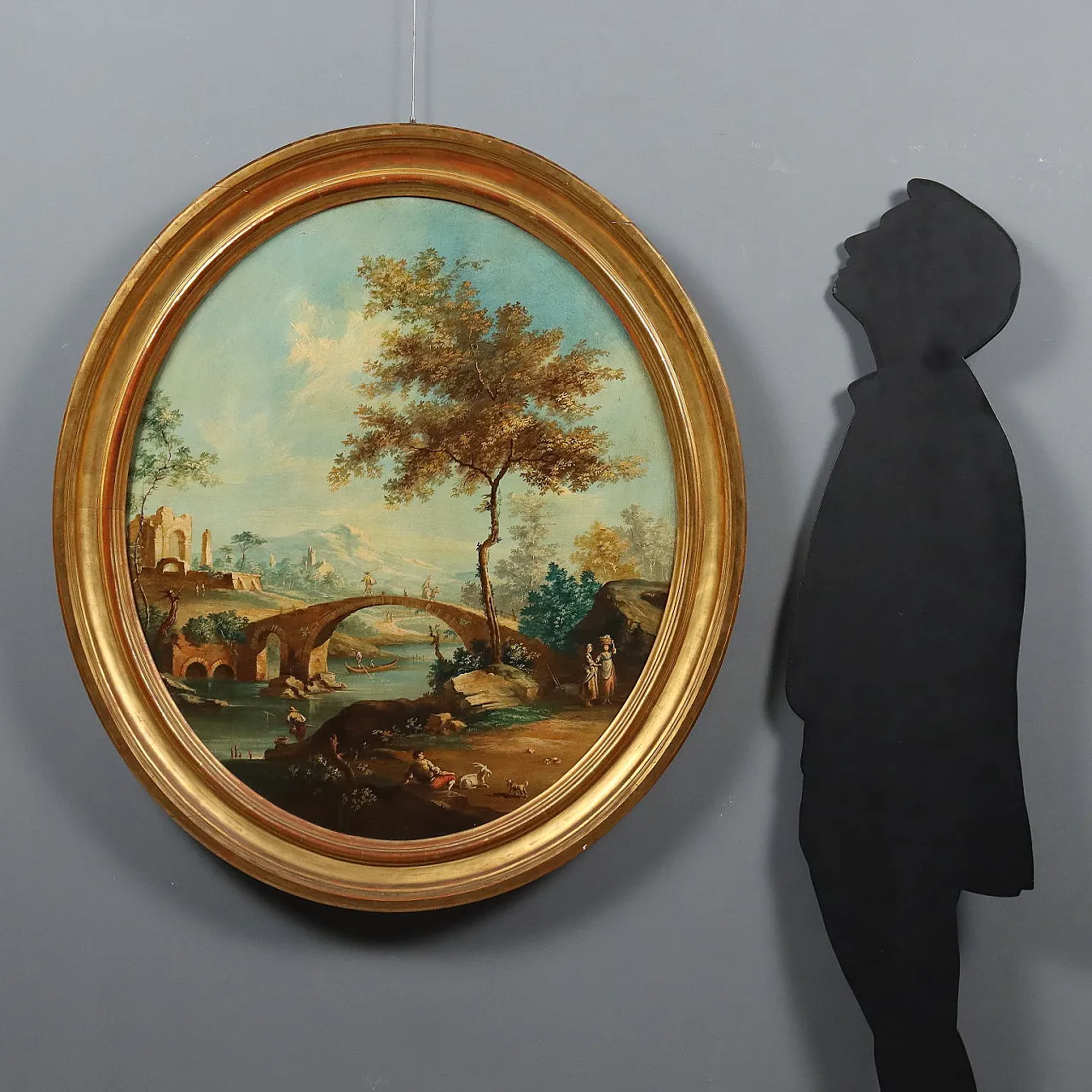 Olio su tavola ovale con cornice, '700 2