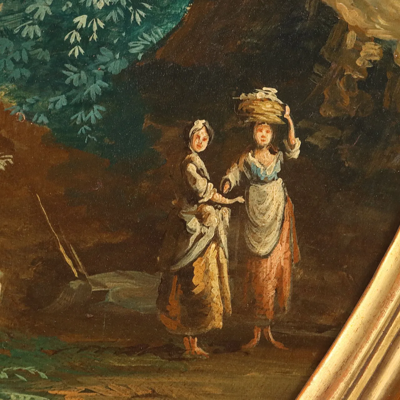 Olio su tavola ovale con cornice, '700 6