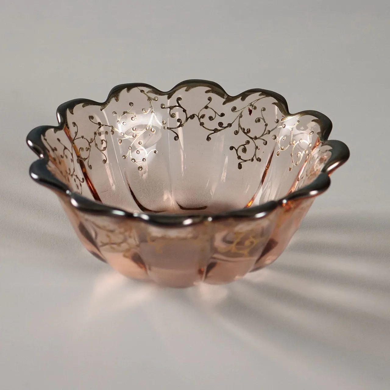 Servizio da dessert e macedonia in vetro, decorato in argento, '900 6