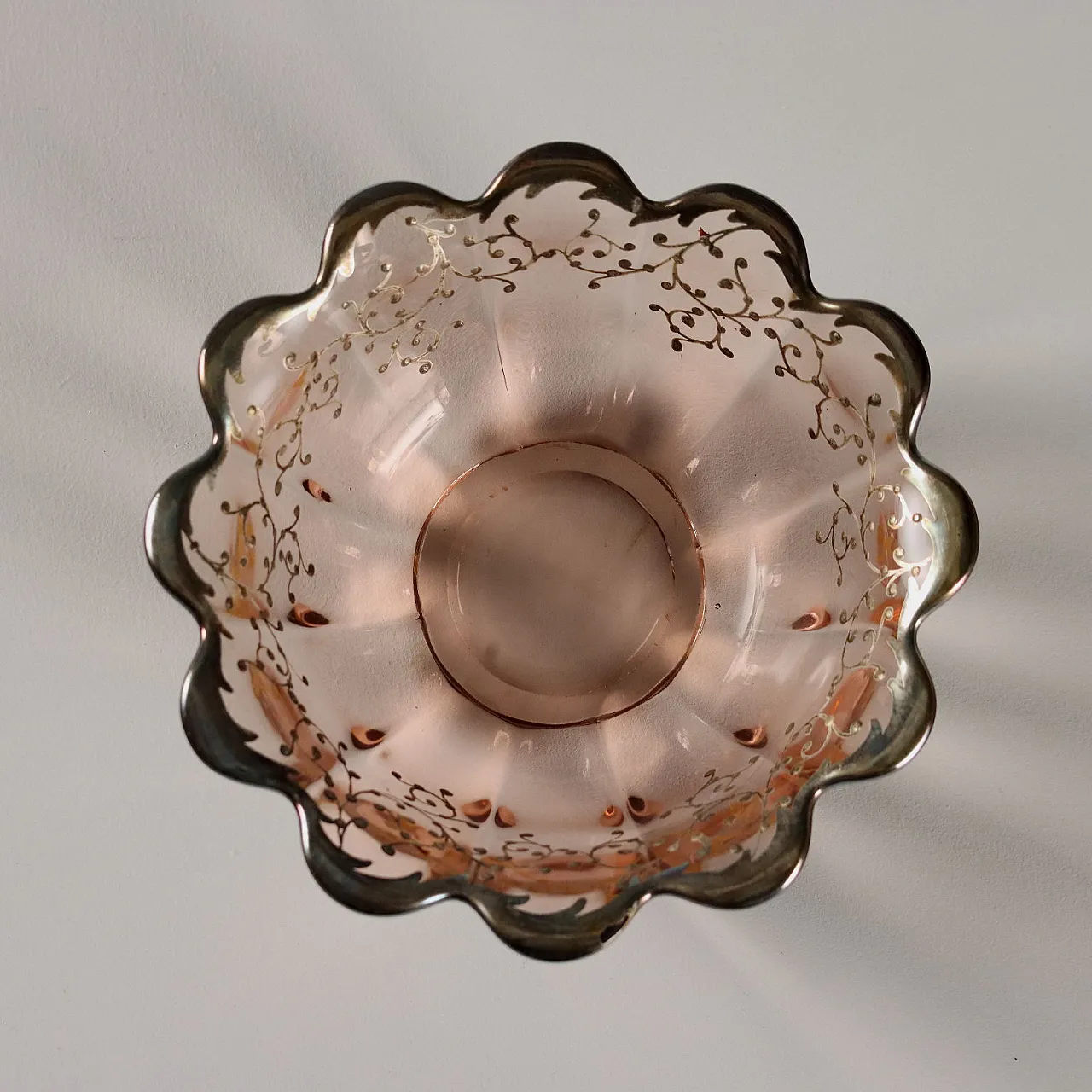 Servizio da dessert e macedonia in vetro, decorato in argento, '900 7