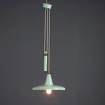 Lampada con meccanismo a discesa e paralume in alluminio, '900