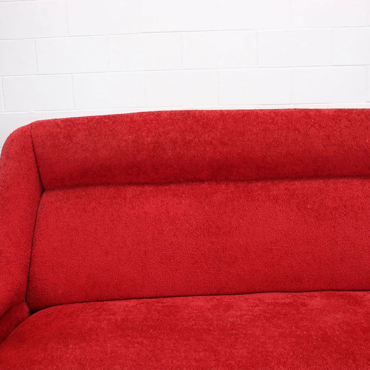 3 seater sofa with sprung upholstery and brass legs, 1950s 4