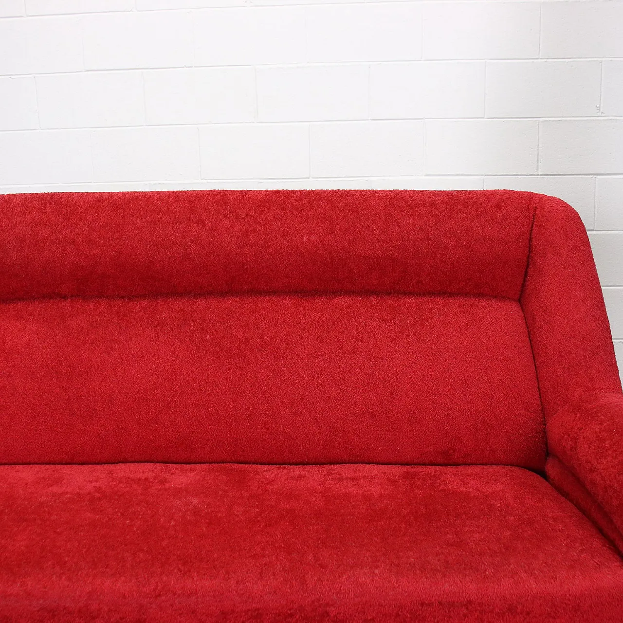 3 seater sofa with sprung upholstery and brass legs, 1950s 5