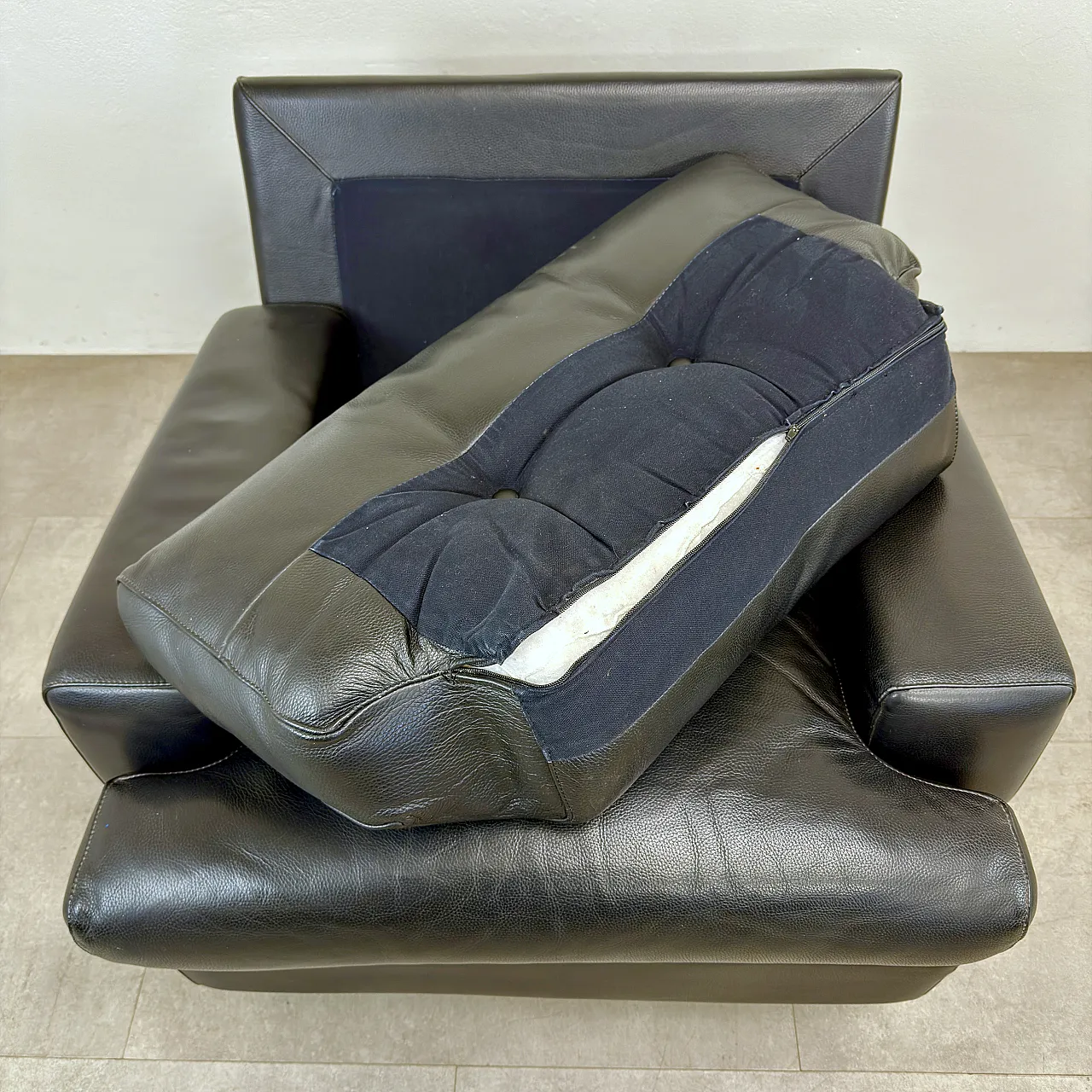 Dark brown leather armchair produced by Cinova, Italy, 1970s 10