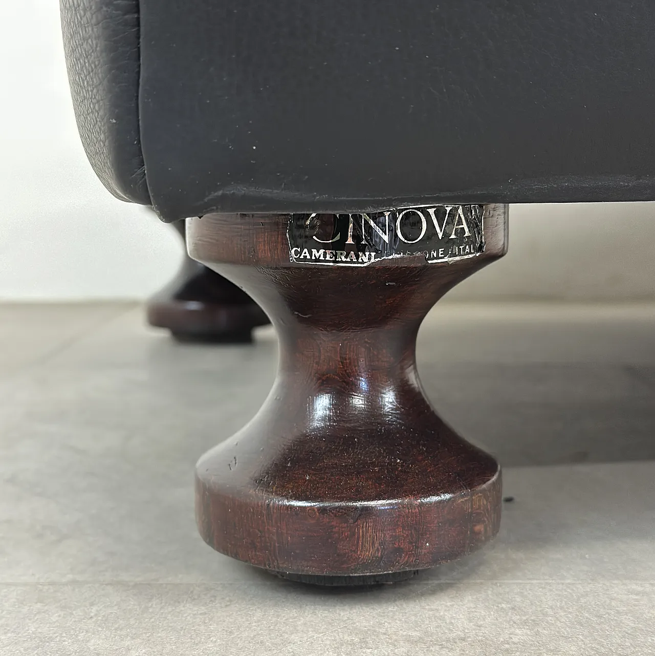 Dark brown leather armchair produced by Cinova, Italy, 1970s 16