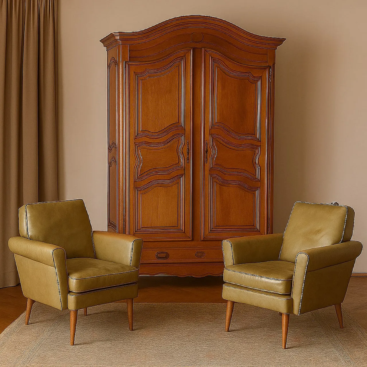 Provençal two-door cherry wardrobe, 18th century 2