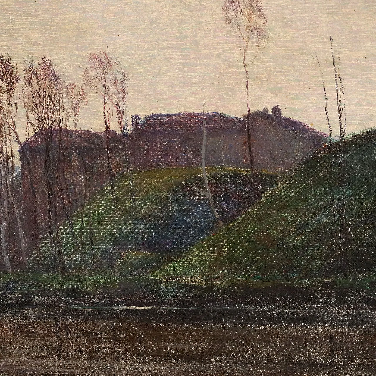 Landscape with River by Cesare Maggi, oil on canvas, 20th century 4