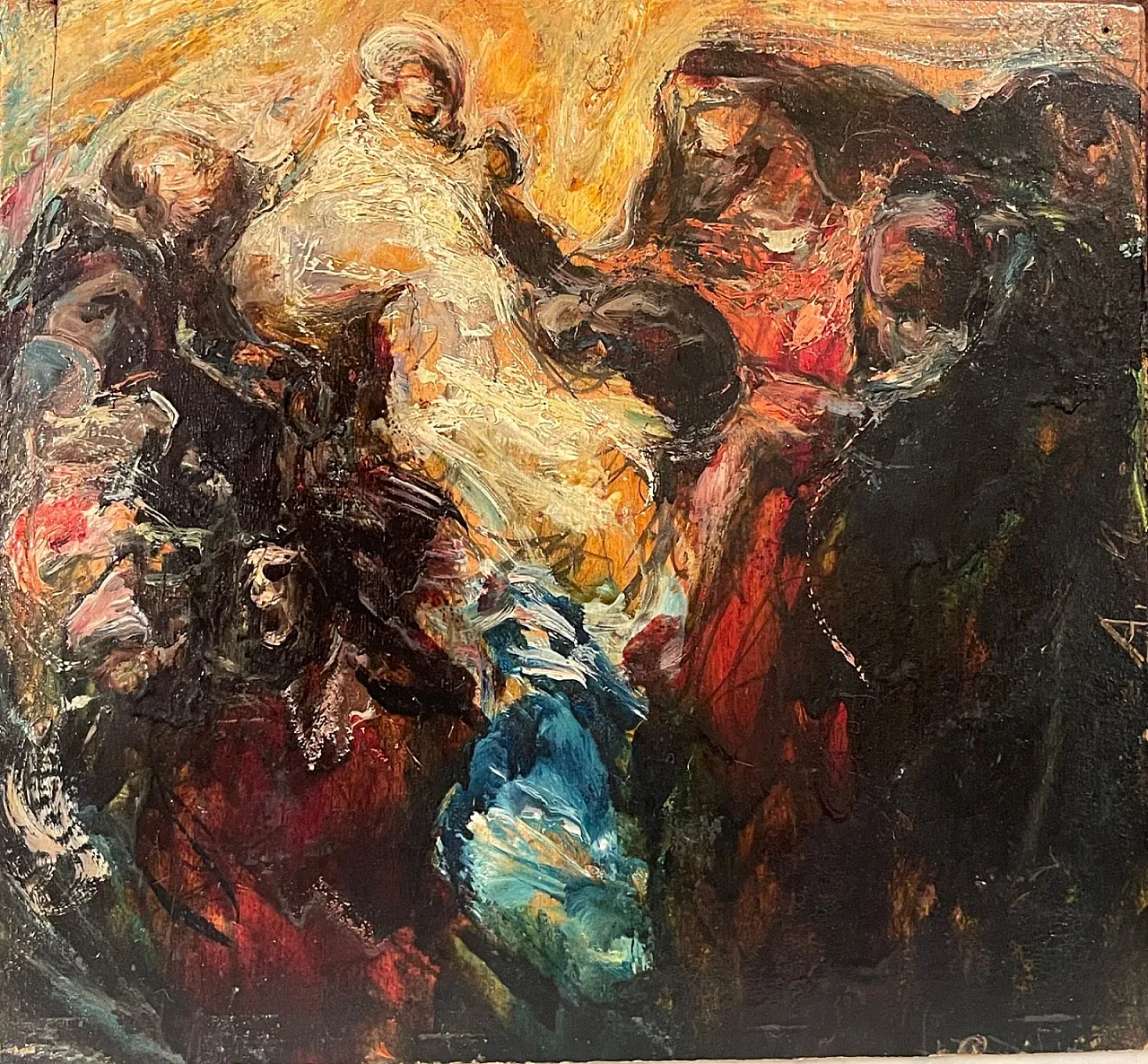 A. Mancini, antique painting, religious scene, 19th century 2