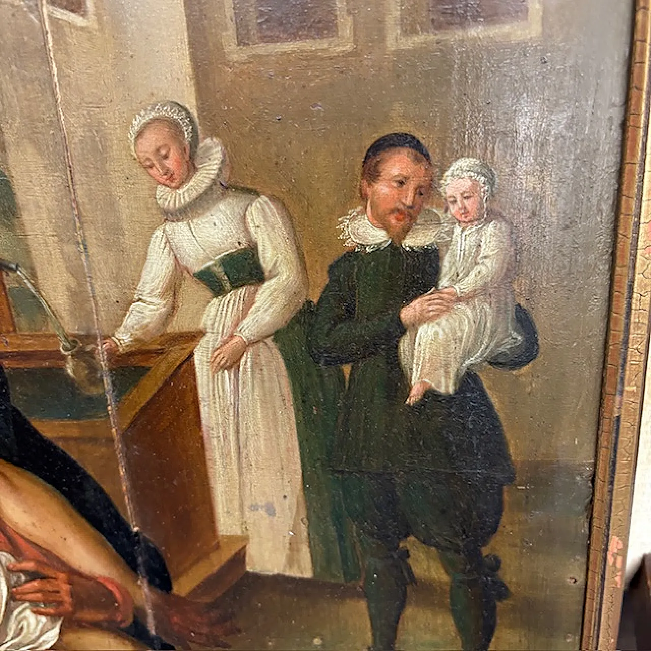 Dipinto fiammingo epoca olio su tavola, '700 2