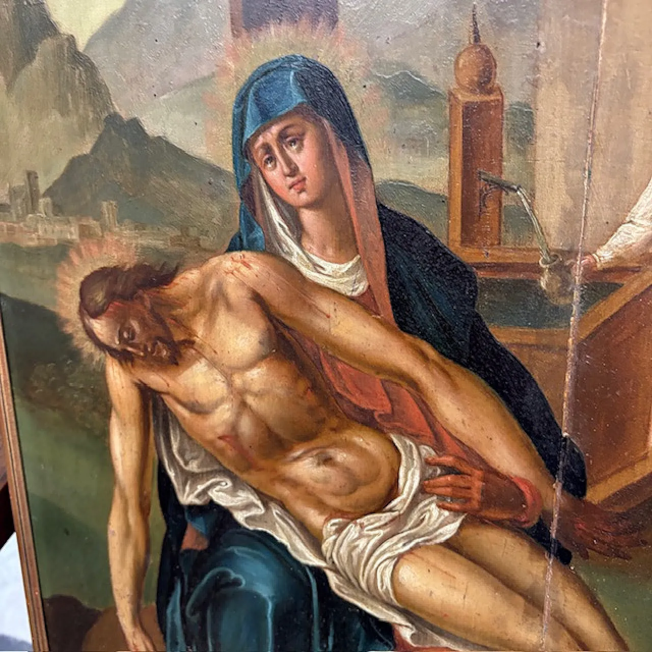 Dipinto fiammingo epoca olio su tavola, '700 4