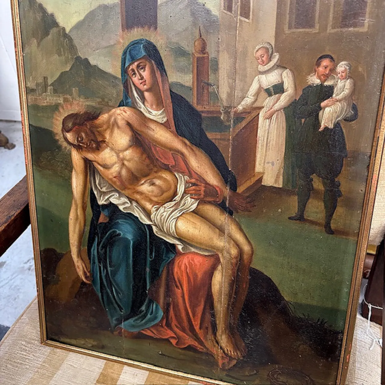 Dipinto fiammingo epoca olio su tavola, '700 5