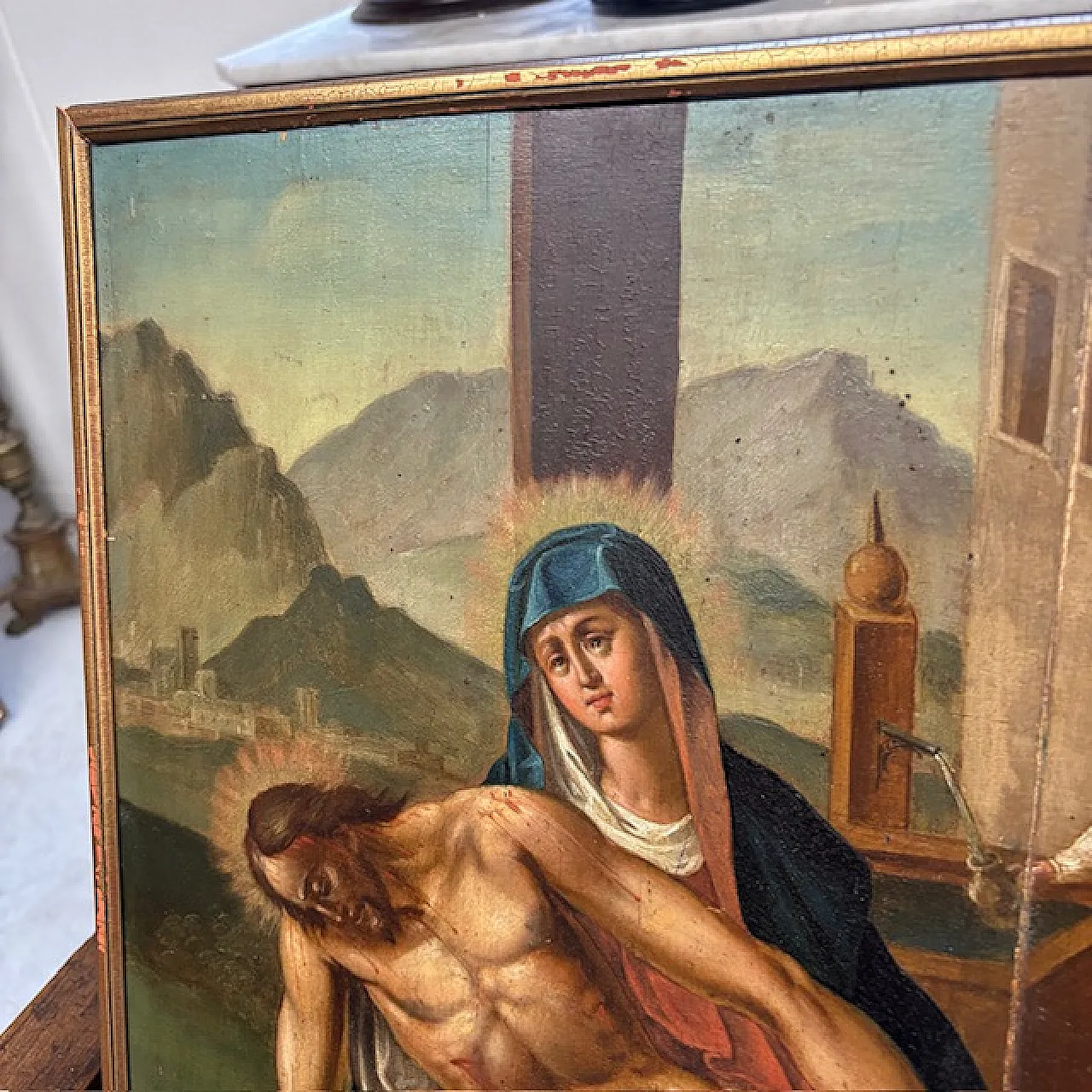 Dipinto fiammingo epoca olio su tavola, '700 6