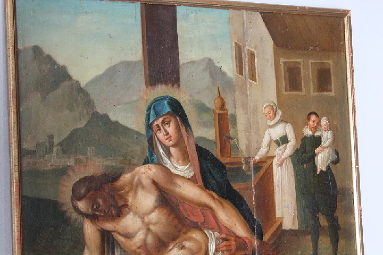 Dipinto fiammingo epoca olio su tavola, '700 14