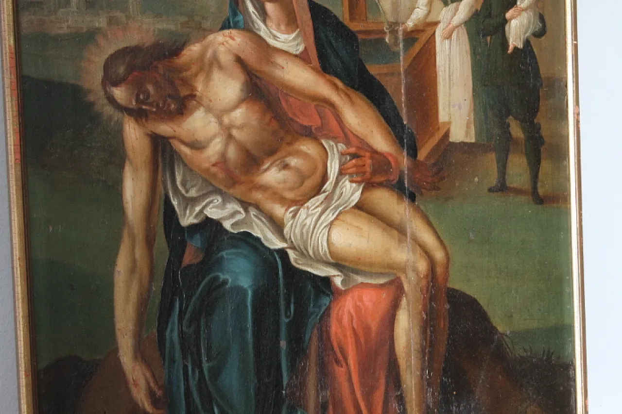 Dipinto fiammingo epoca olio su tavola, '700 15